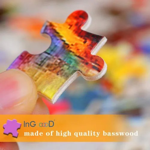 Vista 3 de Ingooood Rompecabezas de madera para adultos, 1000 piezas, acompañado, juegos familiares desafiantes y terapéuticos para parejas, divertido regalo