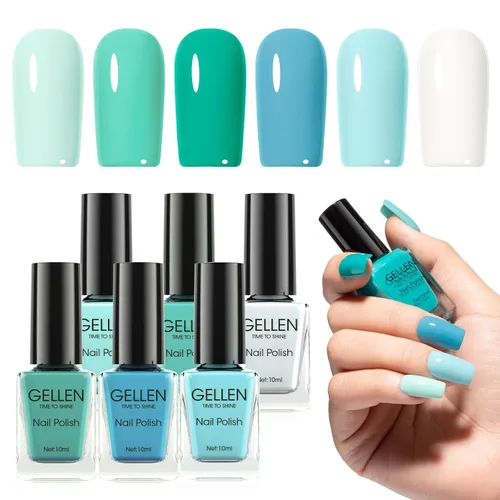 Vista 24 de GELLEN Juego de Esmalte de Uñas en 4 Colores Negro, Blanco, Gris & Base y Capa Superior, Esmalte de Uñas de Tendencia Otoño/Invierno Negro, Blanco