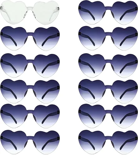 Vista 8 de KIDZVEFUN Regalos de despedida de soltera, lentes de sol de corazón, 9 unidades en forma de corazón, sin marco, transparentes, lindos y divertidos