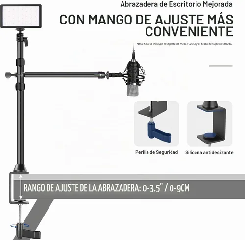 Vista 7 de NEEWER Soporte de escritorio para cámara con brazo de montaje C Amera superior y cabezal de bola de 1/4 pulgadas, soporte de luz de mesa ajustable