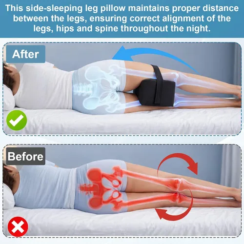 Vista 6 de Almohada de rodilla para personas que duermen de lado, diseño plegable 2 en 1, almohada viscoelástica para dormir de lado, almohada de muslo