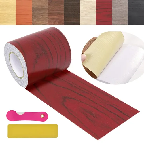 Vista 21 de Cinta de Reparación de Veta de Madera, 2.4 pulgadas X 32 pies Cinta Autoadhesiva de Color Madera para Mesas, Sillas, Zócalos, Puertas, Ventanas