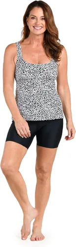 Vista 3 de Maxine of Hollywood Traje de baño tankini con cuello redondo para mujer Negro/ Mosaico de puntos