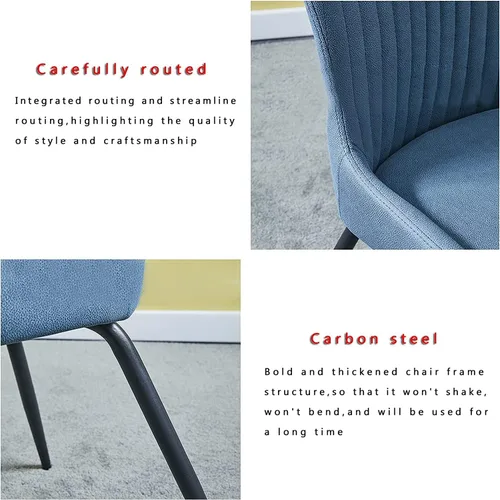 Vista 5 de LIOONS Kitchen Chairs Dining Chairs Armless Leather Fabric Modern Style Furniture Kitchen Chairs with Soft Cushion and Metal Legs for Dining Room