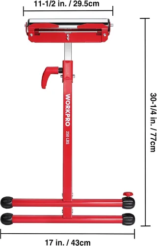 Vista 3 de WORKPRO Soporte de Rodillo Plegable con Altura Ajustable, Servicio Pesado con Capacidad de Carga de 250 LB, Salida para Carpintería