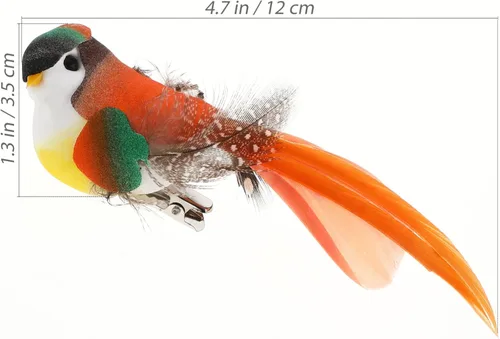 Vista 2 de ABOOFAN Aves artificiales, 12 piezas de pájaros artificiales de espuma de simulación con clip, pájaros de imitación coloridos para decoración