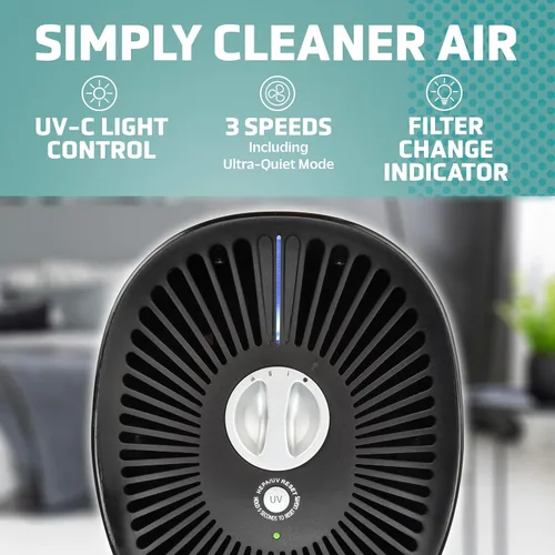 Vista 3 de GermGuardian Purificador de aire con filtro HEPA, elimina el 99.97% de los contaminantes, cubre una habitación grande de hasta 750 pies cuadrados