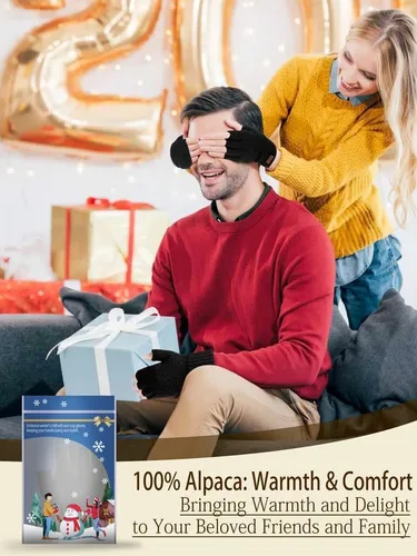 Vista 6 de Guantes de invierno sin dedos para mujeres y hombres, cálidos de lana de alpaca de punto elástico, para clima frío, guantes de medio dedo