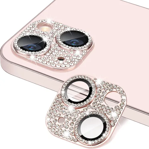 Vista 41 de Protector de lente de cámara para iPhone 13 & iPhone 13 Mini, brillante con diamantes de imitación 3D con purpurina, cubierta de cámara de vidrio
