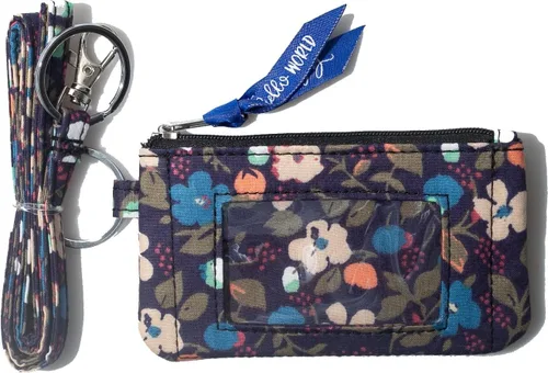 Vista 3 de DQL Cartera para identificación con cordón, llavero con soporte de identificación de moda para mujer (Bloom Whispers)