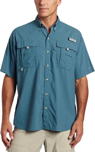 Vista 33 de Columbia - Camisa de pesca Bahama II, línea PFG, con factor de protección ultravioleta (FPU) 30, de manga corta, para hombre. azul (Vivid Blue)