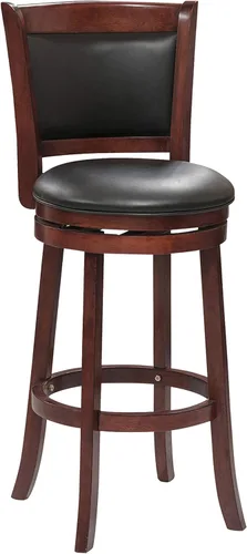 Vista 10 de Homelegance Taburetes giratorios tapizados de altura de barra con respaldos, Taburetes de bar de cuero sintético, 30 pulgadas de altura del asiento
