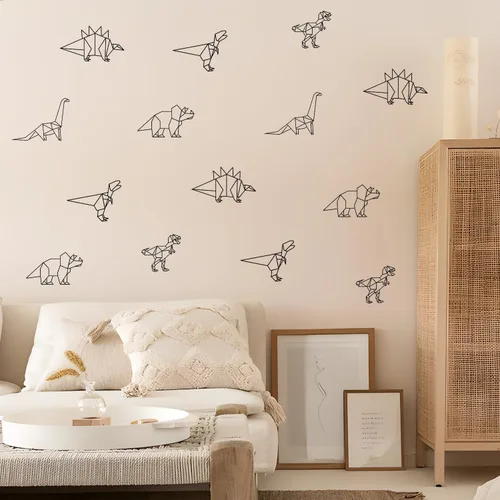 Vista 4 de Calcomanías de pared de dinosaurio, calcomanías de animales para dormitorio, decoración extraíble, cuarto de bebé, habitación de los niños, murales