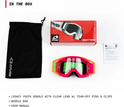 Vista 4 de EVS SPORTS Legacy Goggle For Riding Anti-Fog & Anti-Scratch, Comfortable Fit