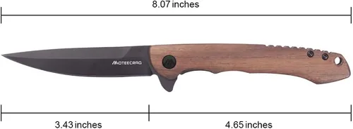 Vista 9 de Cuchillo de caballero con mango de madera, cuchillo de bolsillo abatible, rodamiento de bolas, cuchillo plegable, cuchillos EDC para hombres