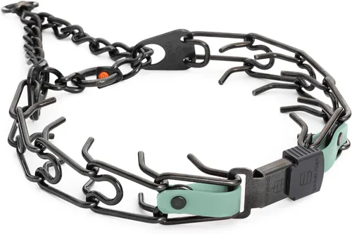 Vista 16 de Collar para Perro Herm Sprenger de Acero Inoxidable Negro con Hebilla de Liberación Rápida ClicLock y Inserción de Biothane Collar de Entrenamiento
