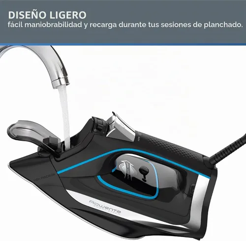 Vista 7 de Rowenta, Plancha de vapor de acero inoxidable Smart Temp para ropa, 380 agujeros de microvapor, planchado de 1725 vatios, apagado automático
