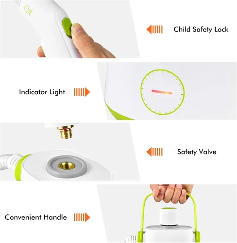 Vista 6 de LDAILY Limpiador a vapor de mano, vaporizador presurizado portátil de 1000 W, máquina de limpieza a vapor multiusos para cocina, ropa, piso