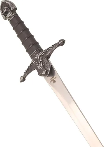 Vista 2 de MASTER USA Mini espada corta medieval, hoja de acero inoxidable con mango de metal fundido, vaina de madera - Fantasía, coleccionable