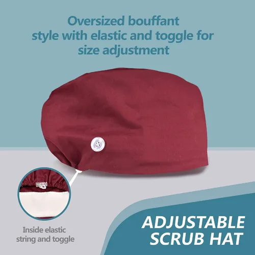 Vista 3 de 5 gorras de trabajo con botones y banda para el sudor gorras ajustables para mujer sombrero de médico talla única