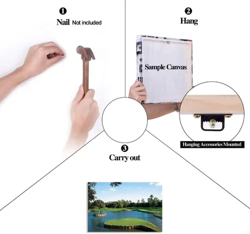 Vista 7 de chenchenArt Arte de pared de campo de golf de Estados Unidos TPC Sawgrass Golf Course Cuadros Impresiones en lienzo Decoración de pared de golf