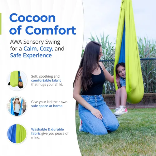 Vista 3 de AWA - Columpio sensorial para interiores para niños y adultos con necesidades especiales (incluye hardware) columpio interior para niños y adultos