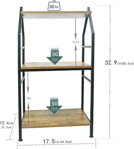 Vista 3 de Estantería pequeña industrial de 3 niveles, estantería estrecha de metal, organizador de almacenamiento para libros para sala de estar, dormitorio