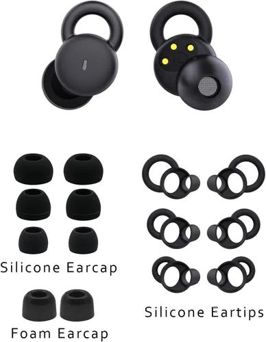 Vista 8 de Los auriculares invisibles más pequeños para dormir, cómodos, con bloqueo de ruido, auriculares inalámbricos Bluetooth planos para dormir de lado