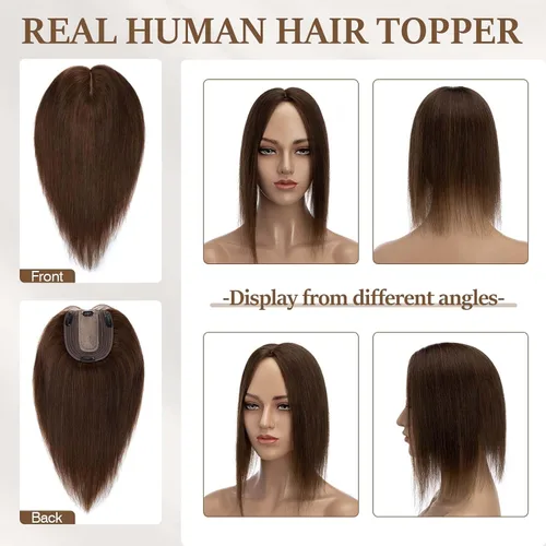 Vista 134 de Rich Choices Pelucas con topper de cabello para mujeres, cabello humano real 100% Remy, sin flequillo, para mujeres con adelgazamiento en la parte