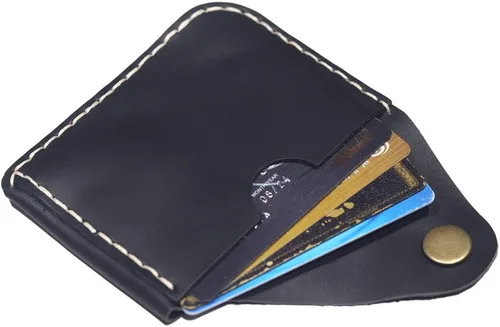 Vista 51 de Leather Card Holder Wallet, Compact Design with Slots for Cards and Cash (light brown)