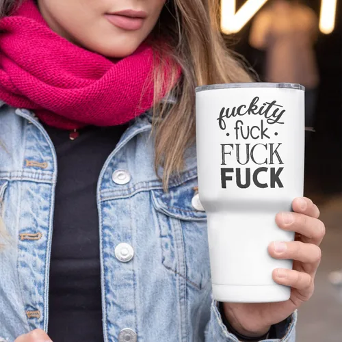 Vista 6 de Fuckity Fuck - Vaso de viaje de acero inoxidable de 30 onzas, vaso de café aislado
