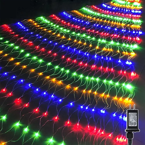 Vista 10 de Waterglide - Luces de red de San Valentín para exteriores, 12 x 5 pies, 360 luces LED de malla con 8 modos de iluminación, luces impermeables