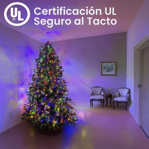 Vista 5 de Guirnalda de 400 luces LED en racimo – 19.56 pies de luces impermeables multicolor para exteriores, tira de luces enchufables para interiores
