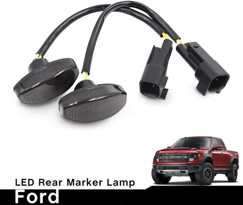 Vista 4 de Luces LED de Marcador Lateral para Ford F150 SVT Raptor Pick Up 2010-2014, Luces de Marcador Trasero/Trasera F150, Lente Ahumada Roja, Kits de Luz
