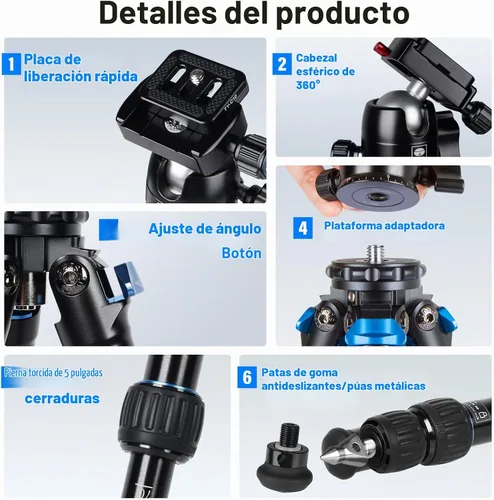 Vista 9 de SIRUI AM-203 Mini trípode de viaje de aluminio, cabeza de bola B00K