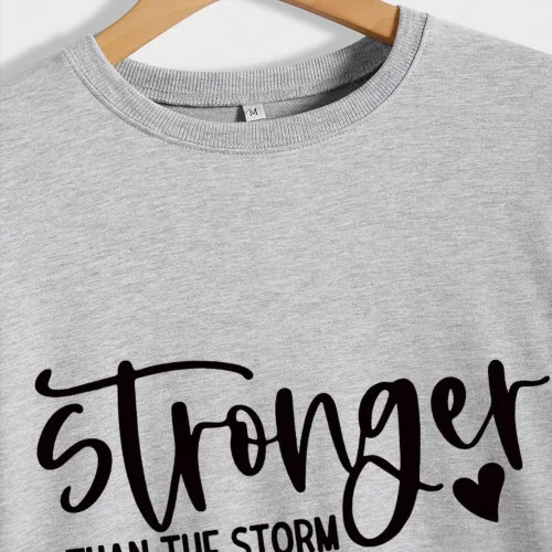 Vista 2 de FediMa Stronger than the storm - Sudadera para mujer con letras divertidas para otoño e invierno