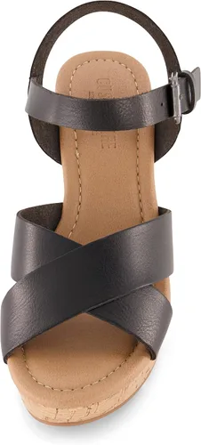 Vista 3 de CUSHIONAIRE Sandalia de cuña Rosie Cork para mujer + espuma viscoelástica