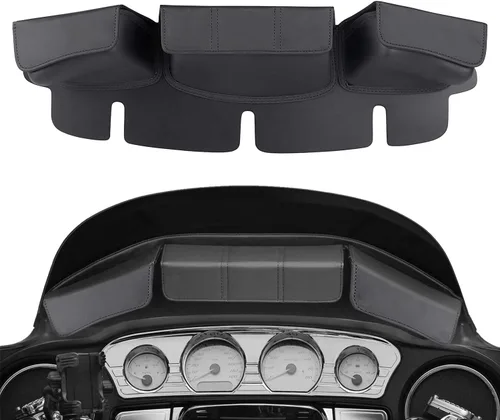Vista 5 de Bolsa para parabrisas con 3 bolsillos compatible con Harley Touring Electra Glide Street Glide FLHT FLHTC FLHX FLHTK 1996-2013