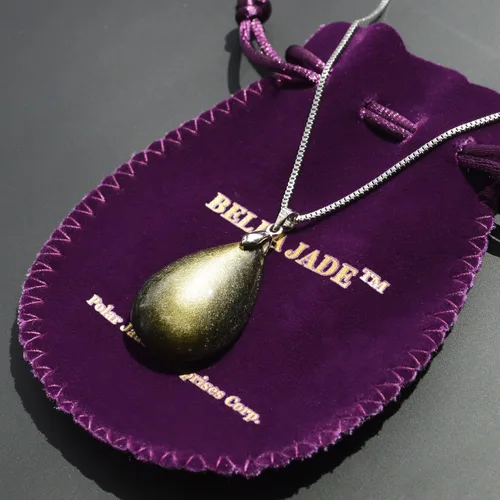 Vista 6 de Collar con colgante de lágrima conmemorativo hecho de piedra preciosa natural y genuina, con cadena de aleación de metal de 18.0in.