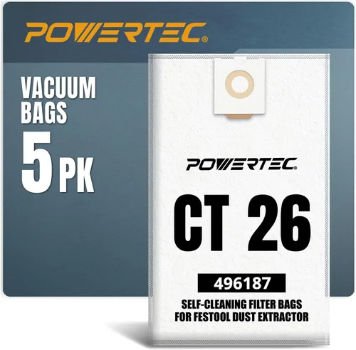 Vista 7 de POWERTEC 500438 Bolsa de filtro para Festool CT SYS 5PK, para Festool CT SYS, extractor de polvo CTC SYS, bolsas de vacío de repuesto, bolsas