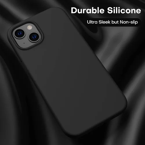 Vista 3 de CellEver Funda de silicona resistente para iPhone 13, protección militar contra caídas, protección elevada de pantalla y cámara, interior sin Negro