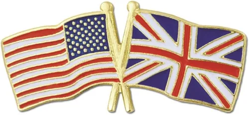 Vista 125 de PinMart Pin de solapa esmaltado con bandera de la amistad cruzada de Estados Unidos y el mundo