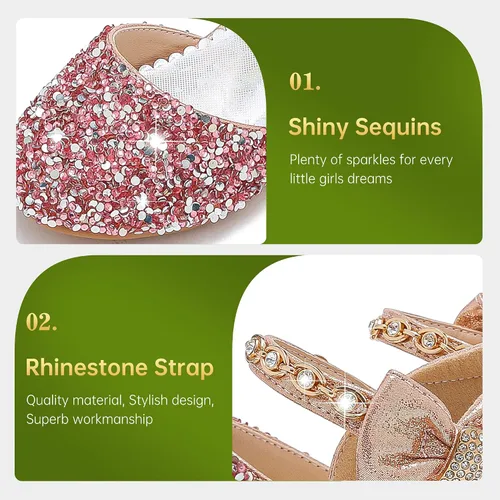 Vista 5 de Sandalias para niñas, tacones cerrados, para bodas, fiestas, niñas, zapatos de vestir para niñas pequeñas y grandes