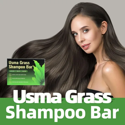 Vista 2 de Usma Grass - Barra de champú para adelgazar el cabello, champú sólido de rutina de jugo Usman para engrosar y oscurecer, pérdida de cabello