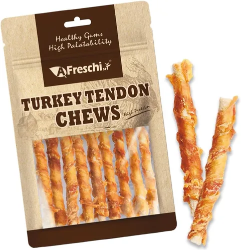 Vista 10 de AFreschi - Golosinas para perros con tendones de pavo, bobina (S), 3 onzas Masticables para cachorros sin cuero crudo