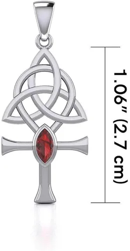 Vista 2 de Triquetra Ankh - Colgante de plata con piedras preciosas TPD5660