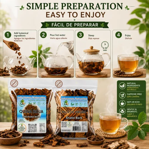 Vista 8 de BexpertsUSA - Combo de té de hierbas Quina Roja + Palo de Víbora, paquete de 2 (4 onzas cada uno/3.99 oz) - Infusión de hierbas de corteza