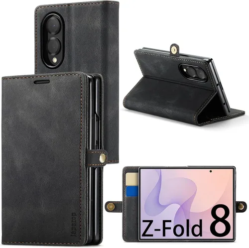 Vista 14 de Funda tipo cartera para Samsung Galaxy Z Fold 3 con soporte para bolígrafo S, color negro