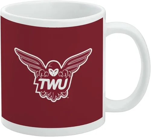 Vista 528 de Taza de cerámica con el logotipo principal de la Universidad Rider, taza de regalo novedosa para café, té y bebidas calientes, 11oz, blanca
