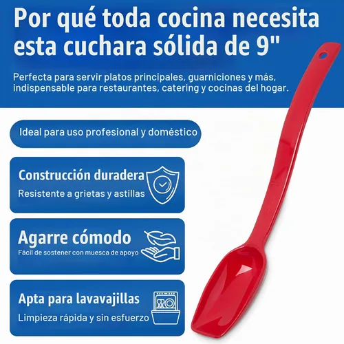 Vista 3 de Cucharas para servir Carlisle, sólidas y perforadas, para buffet/ensaladas 0.25 oz - 0.8 oz (paquete de 12 unidades), Rojo, 12
